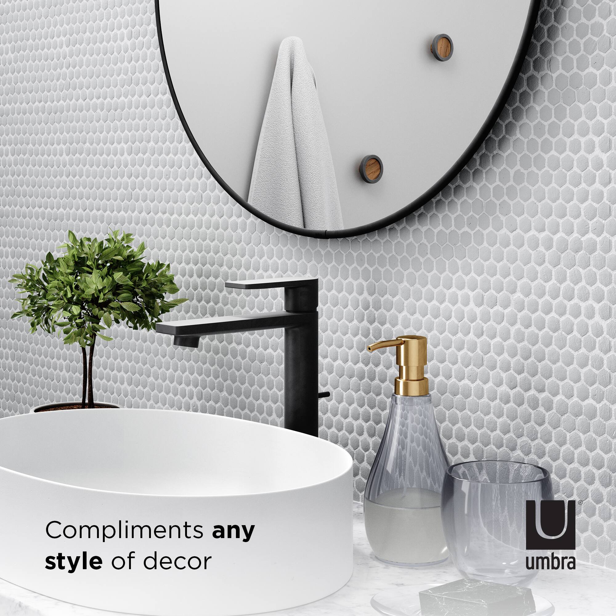 Umbra 34" Metallic Titanium Hubba Round Wall Mirror